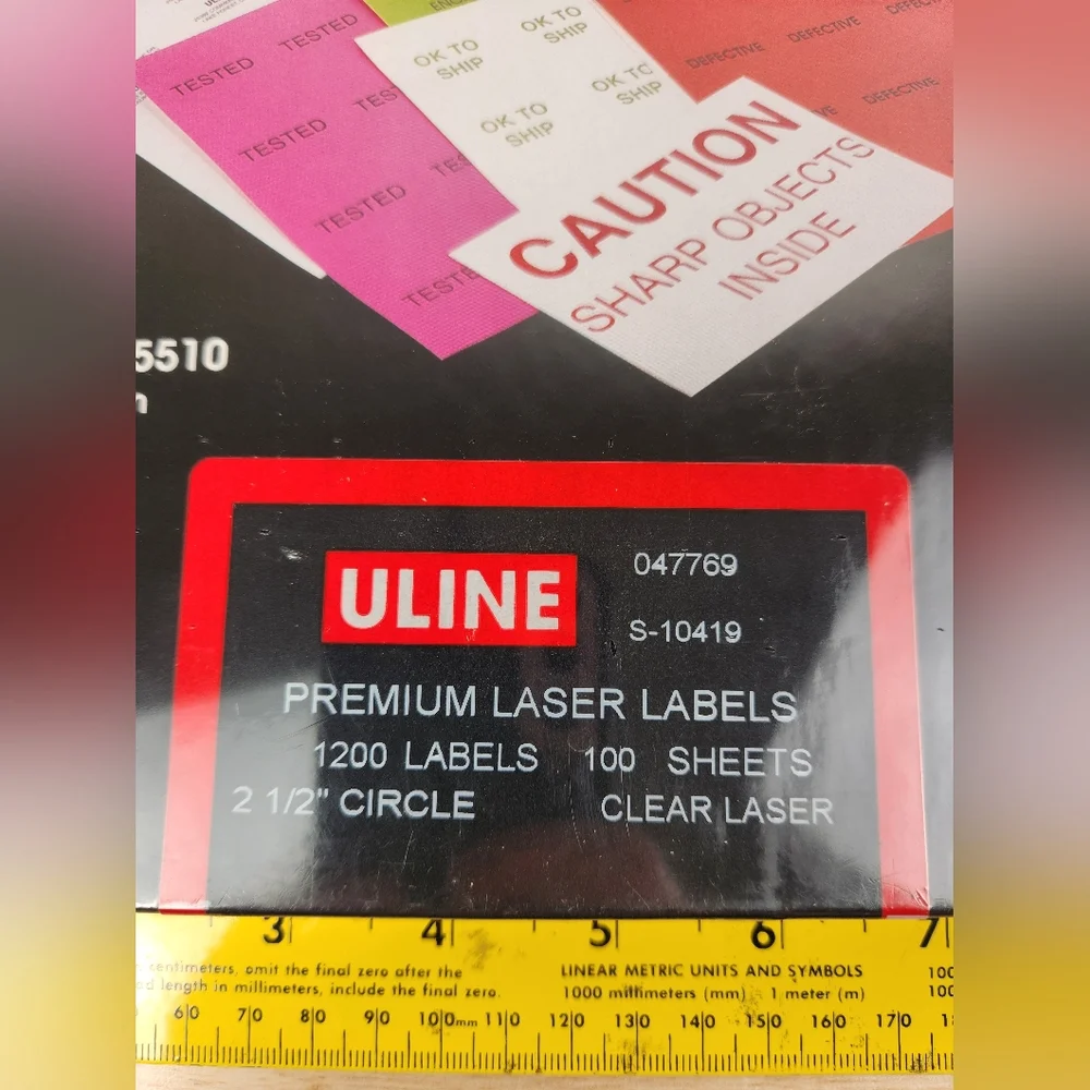 Uline Premium Laser Labels (S-10419) Brand New Sealed Packaging-1200 Labels, New